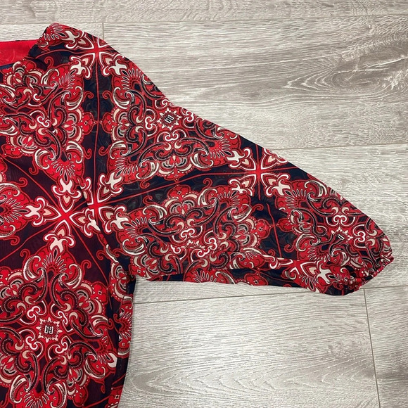 NWT Tommy Hilfiger Long Sleeve Blouse Sky Captain Multi Red Navy XS - Picture 9 of 16